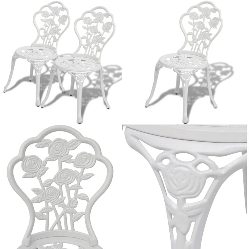 Chaises de bistro lot de 2 Aluminium coulé Blanc - Chaise De Jardin - Chaise Bistrot - Mobilier De Jardin - Set De Chaises - Chaises Blanches - Home
