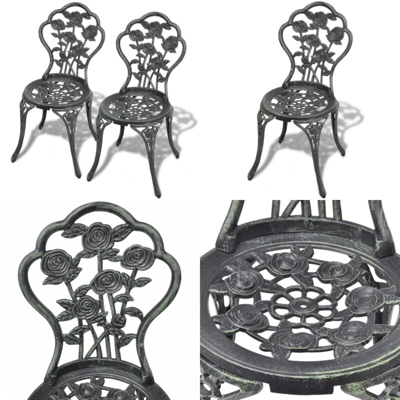 Chaises de bistro lot de 2 Aluminium coulé Vert - Chaise De Jardin - Chaise Bistrot - Mobilier De Jardin - Set De Chaises - Jardin - Home & Living