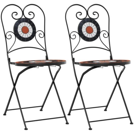 Chaises de bistro pliables 2 pcs terre cuite et blanc céramique