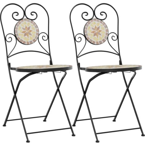 Chaises de bistro pliables 2 pcs terre cuite et blanc céramique