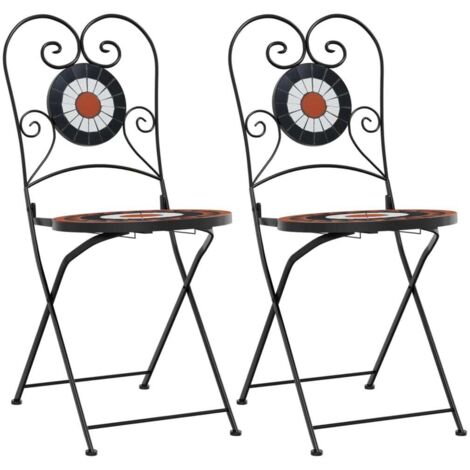 Chaises de bistro pliables lot de 2  Chaises d'extérieur terre cuite blanc céramique