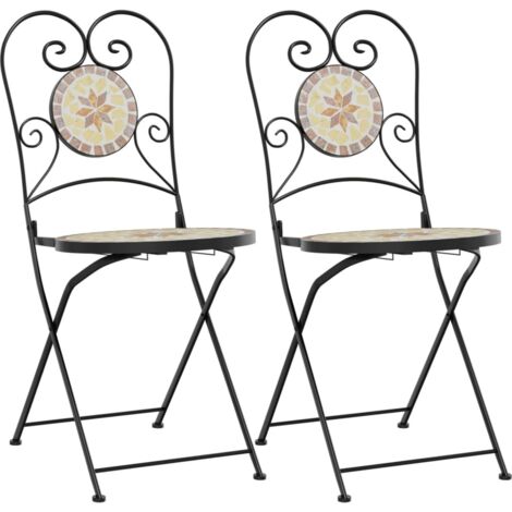 Chaises de bistro pliables lot de 2  Chaises d'extérieur terre cuite blanc céramique