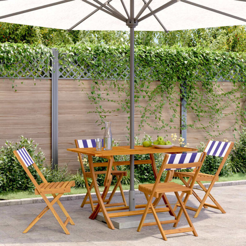 Vidaxl - Chaises de jardin pliantes lot de 4 tissu et bois massif