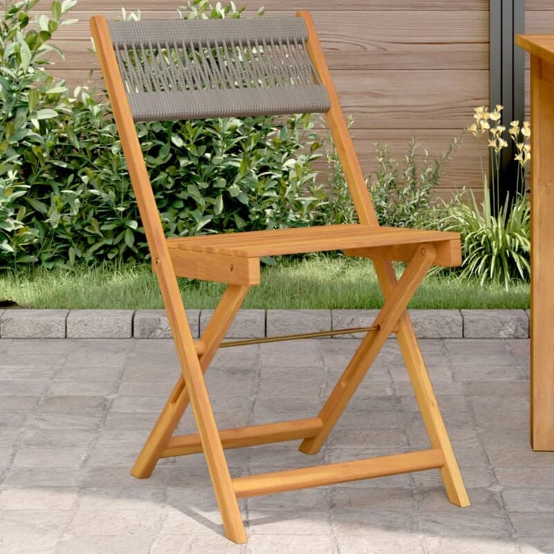 Chaises de bistrot lot de 2 gris bois d'acacia et corde - Vidaxl