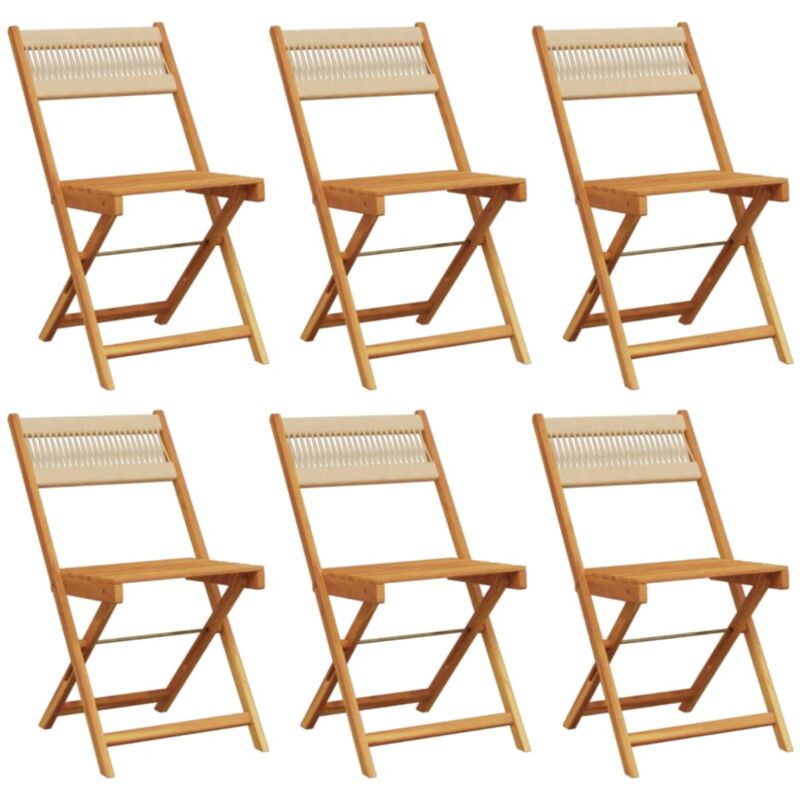 Vidaxl - Chaises de jardin pliantes lot de 6 beige bois d'acacia massif