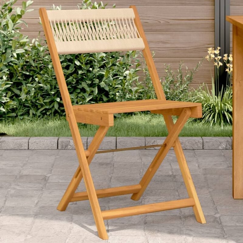 Chaises de bistrot lot de 2 beige bois d'acacia et corde Vidaxl