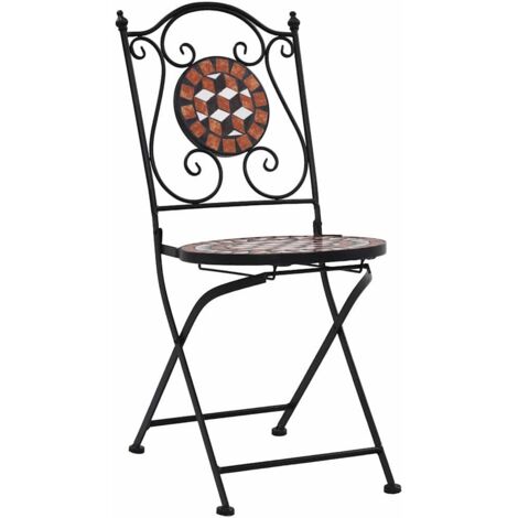 Chaises de bistrot mosaïque 2 lot de 2  Chaises d'extérieur Marron Céramique