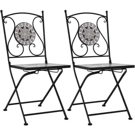 Chaises de bistrot mosaïque lot de 2 Gris vidaXL