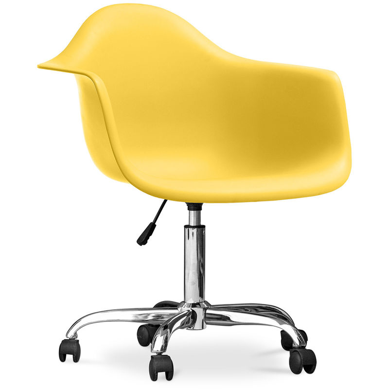 privatefloor - chaise de bureau avec accoudoirs - chaise de bureau à roulettes - weston jaune - acier, pp, plastique, metal, nylon - jaune