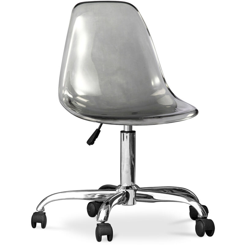privatefloor - chaise de bureau à roulettes transparentes - chaise de bureau pivotante - lucy gris transparent - acier, pc, nylon - gris transparent