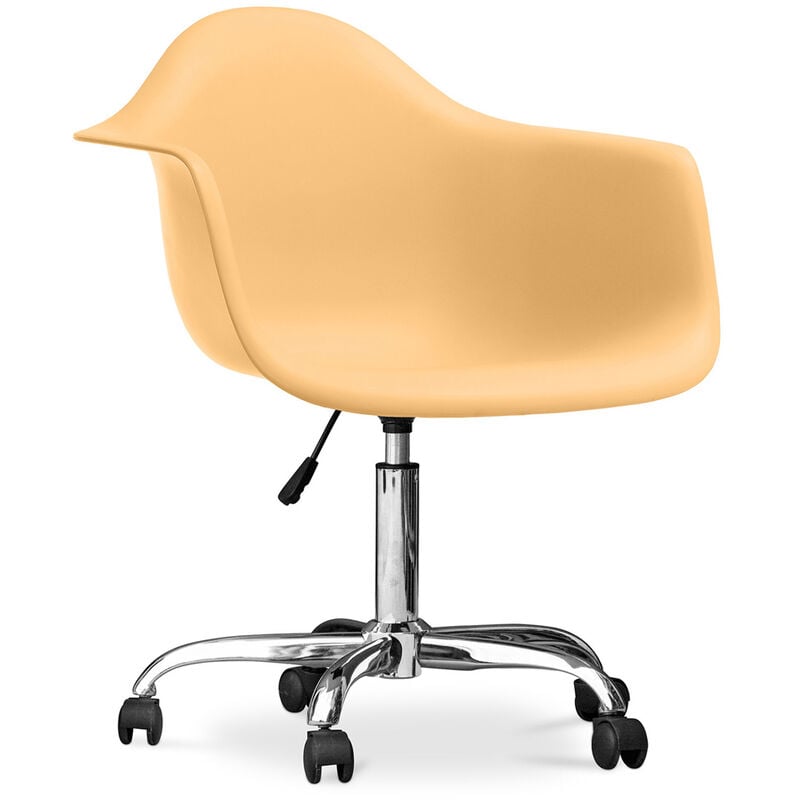 privatefloor - chaise de bureau avec accoudoirs - chaise de bureau à roulettes - weston orange pâle - acier, pp, plastique, metal, nylon - orange pâle