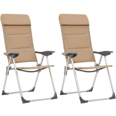vidaXL 2x Chaise de Camping Aluminium Chaise d'Extérieur Plage Multicolore