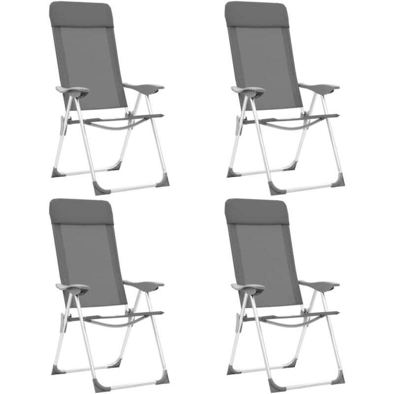 Chaises de camping pliables 4 pcs Gris Aluminium