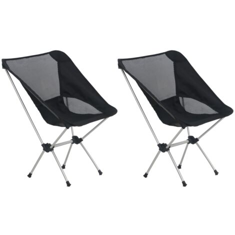 Chaises de camping pliables et sac 2 pcs 54x50x65 cm Aluminium vidaXL - Noir