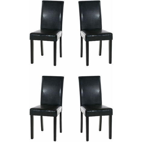 Chaises de chaises de salle à manger en cuir eco Couleur : Noir