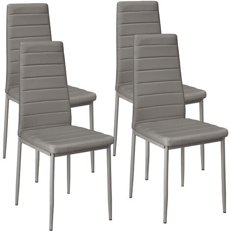 Chaises de cuisine tapissées Pack 4 Haloyo®,PU,gris