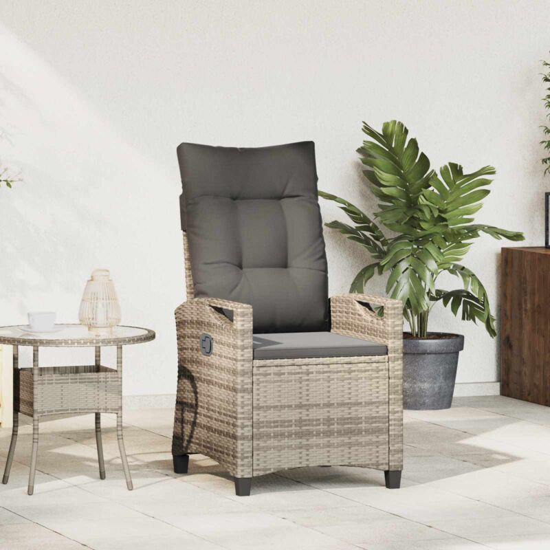 Chaise de inclinable Gris clair et gris foncé polyrotin