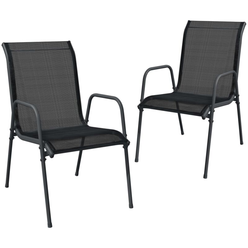 VidaXL - Gartenstuhl stahl, One Size, Schwarz