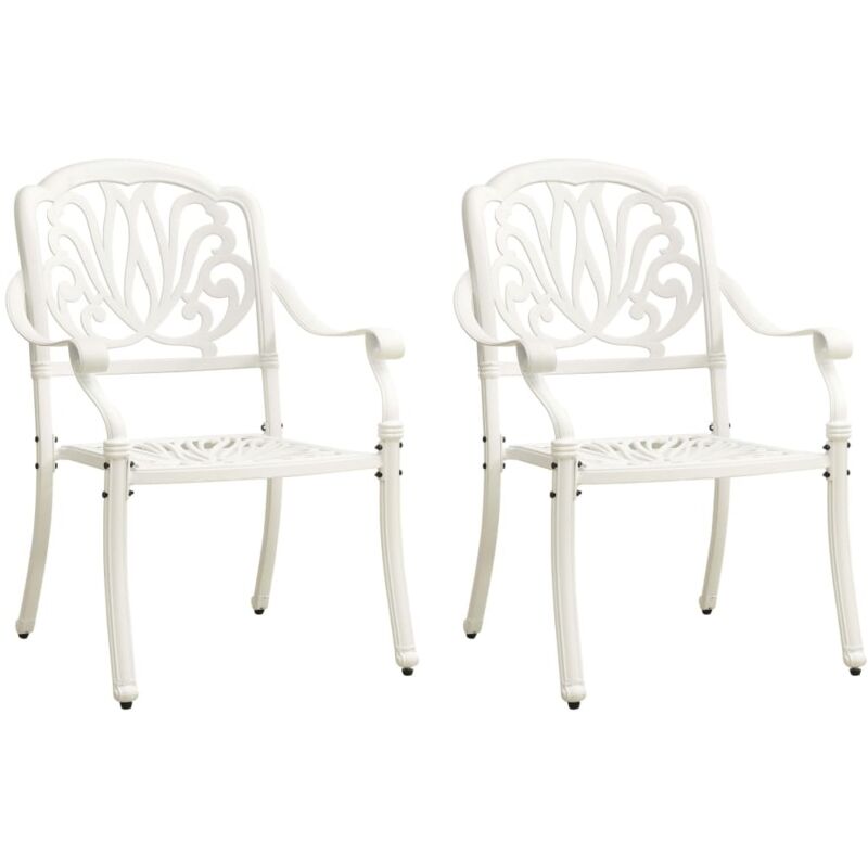 Vidaxl - Chaises de jardin lot de 2 Aluminium coulé Blanc