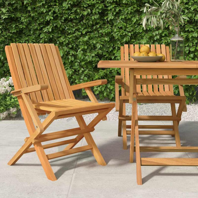 Jinlefu - Chaises de jardin pliantes 2 pcs 61x67x90 cm bois massif teck