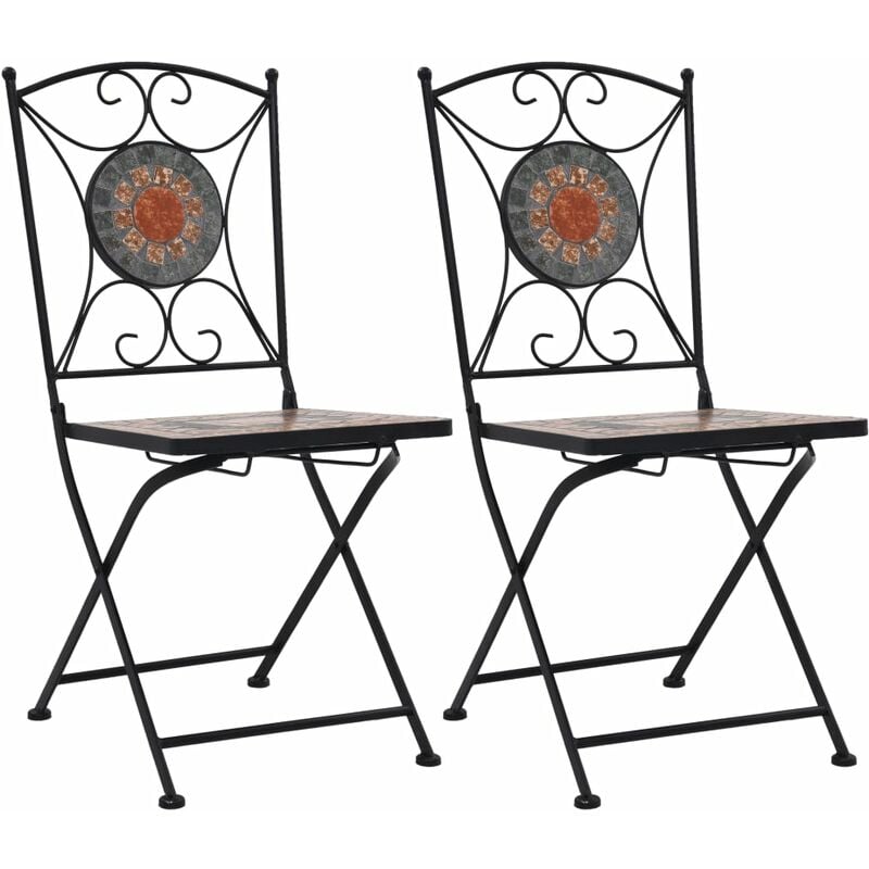 Vidaxl - Chaises de bistrot mosaïque 2 pcs Orange et gris