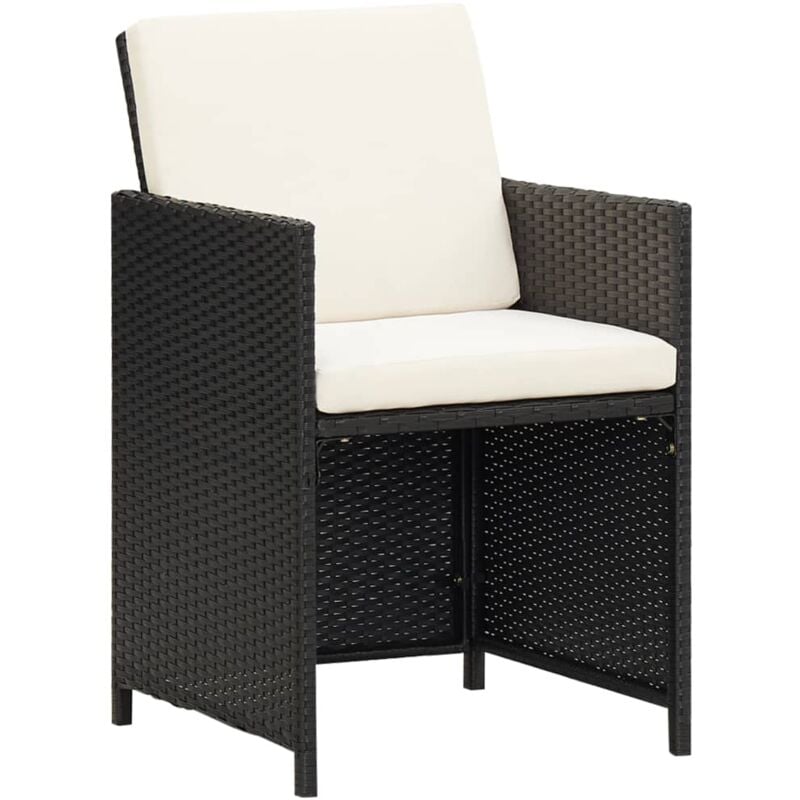 Vidaxl - Chaises de jardin 2 pcs avec coussins Résine tressée Noir