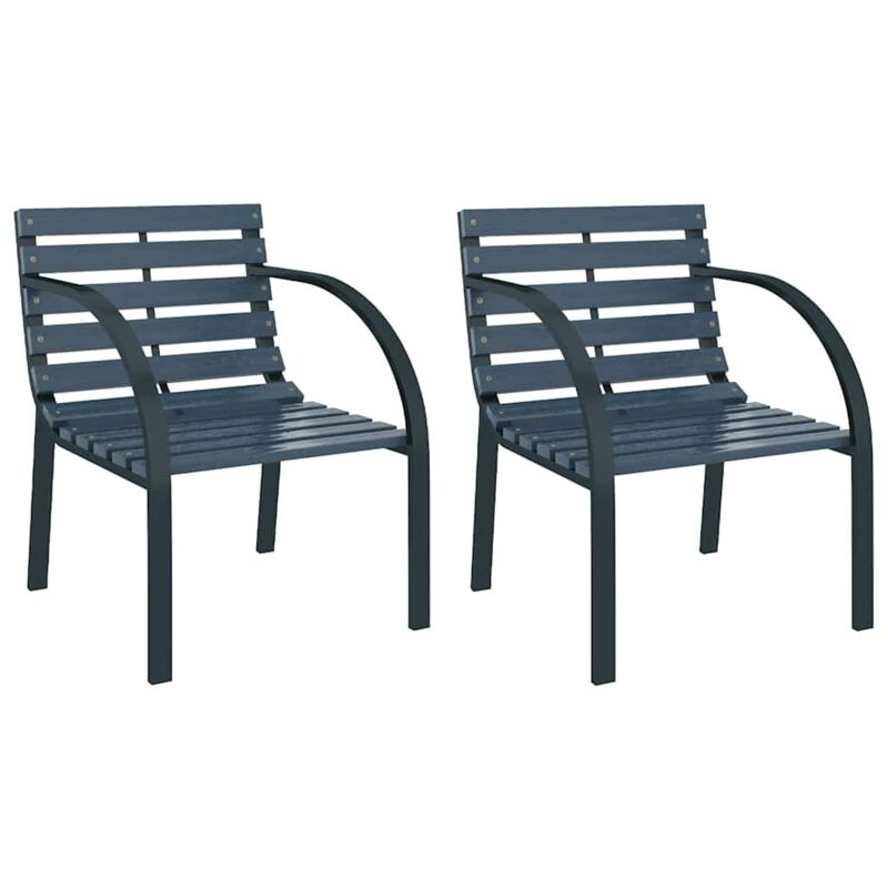 Chaises de jardin lot de 2 Gris Bois Vidaxl