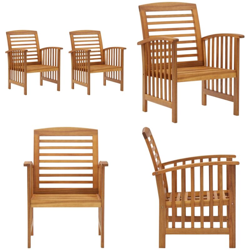 Chaises de jardin lot de 2 Bois d'acacia massif - Chaise De Jardin - Meubles De Jardin - Acacia Massif - Mobilier Extérieur - Chaise En Bois - Home &