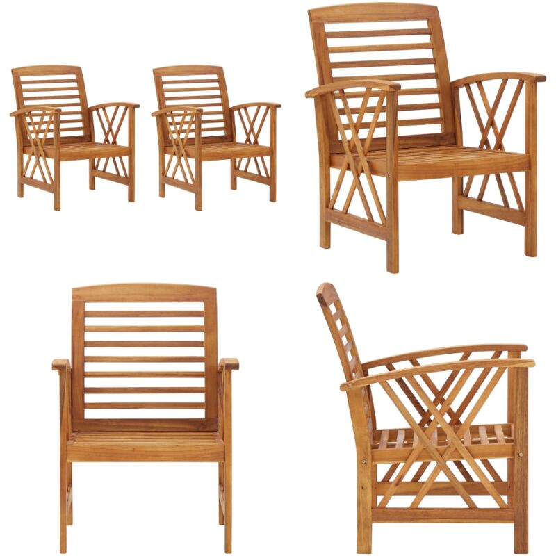 Chaises de jardin lot de 2 Bois d'acacia massif - Chaise De Jardin - Fauteuil De Jardin - Mobilier De Jardin - Acacia Massif - Chaise Ergonomique