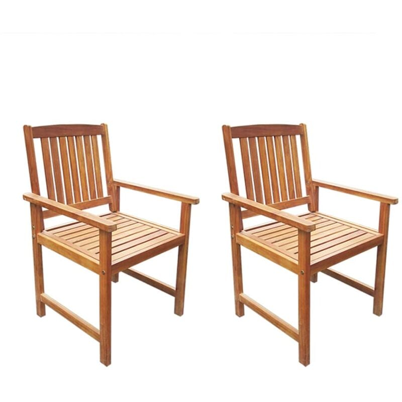 Chaises de jardin 2 pcs Bois d'acacia massif Marron
