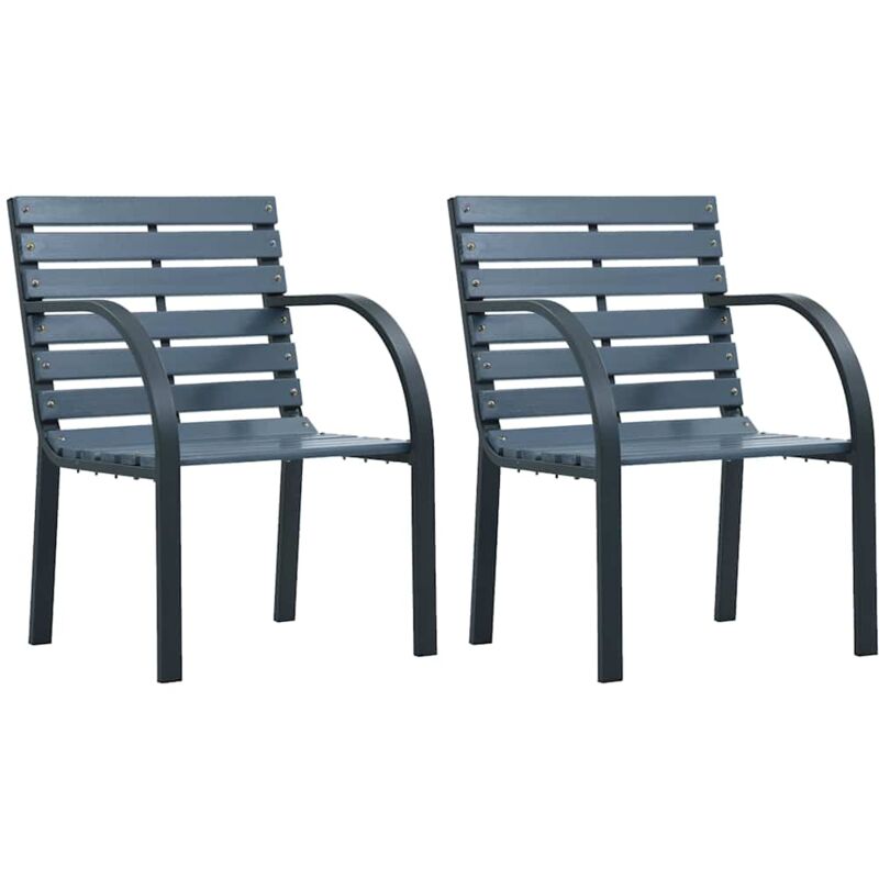 Chaises de jardin lot de 2 sapin massif acier enduit de poudre Vidaxl