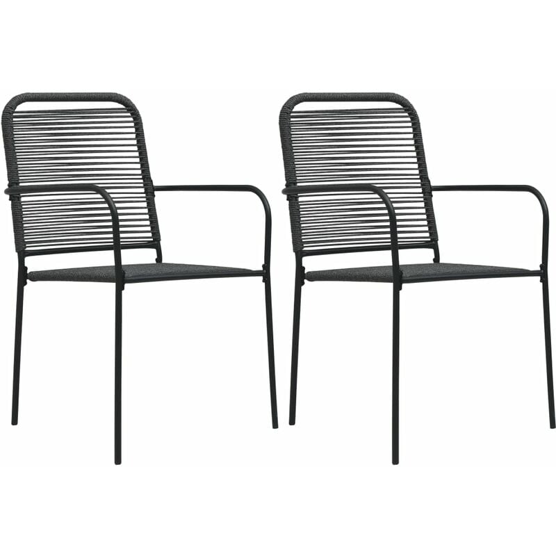 Vidaxl - Chaises de jardin lot de 2 Corde en coton et acier Noir