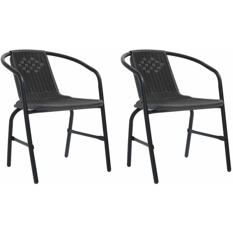 Vidaxl - Chaises de jardin 2 pcs Plastique Rotin et acier 110 kg