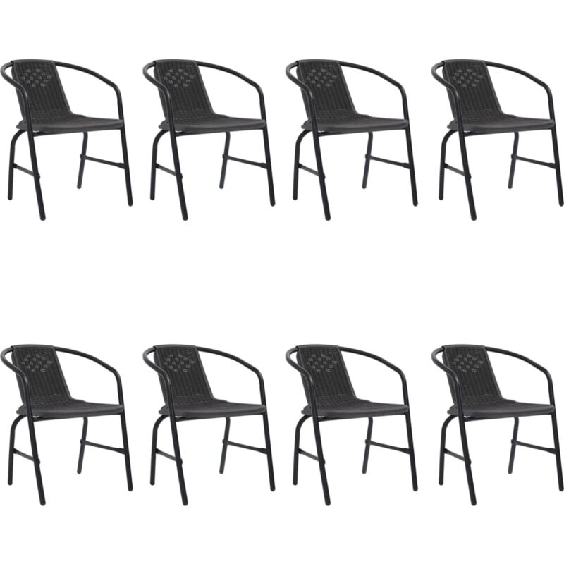 Vidaxl – Lot de 8 chaises empilables en rotin plastique et acier – Capacité 110 kg – Dimensions 62x55x74 cm – Confort d'assise extérieur