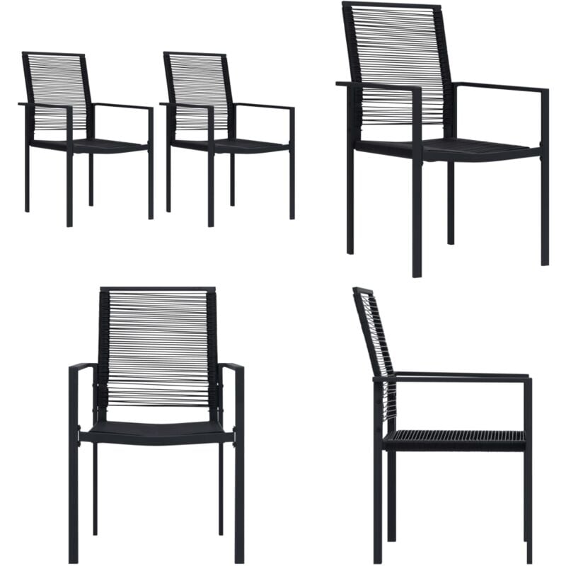 Chaises de jardin 2 pcs Rotin PVC Noir - chaise de jardin - chaises de jardin - Home & Living - Noir