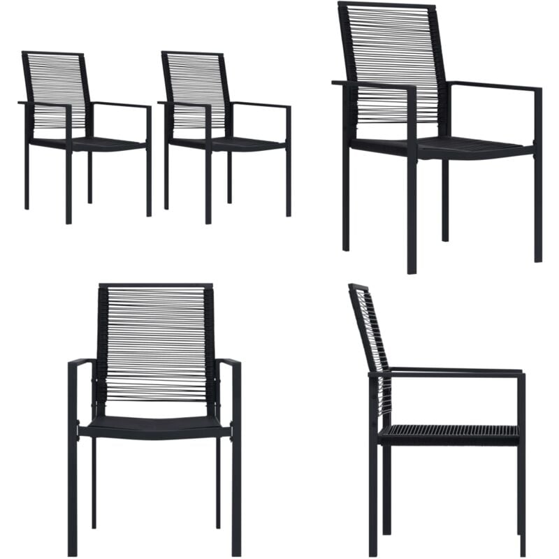 Chaises de jardin lot de 2 Rotin pvc Noir - Chaise De Jardin - Fauteuil De Jardin - Mobilier De Jardin - Rotin Pvc - Chaise Noire - Home & Living