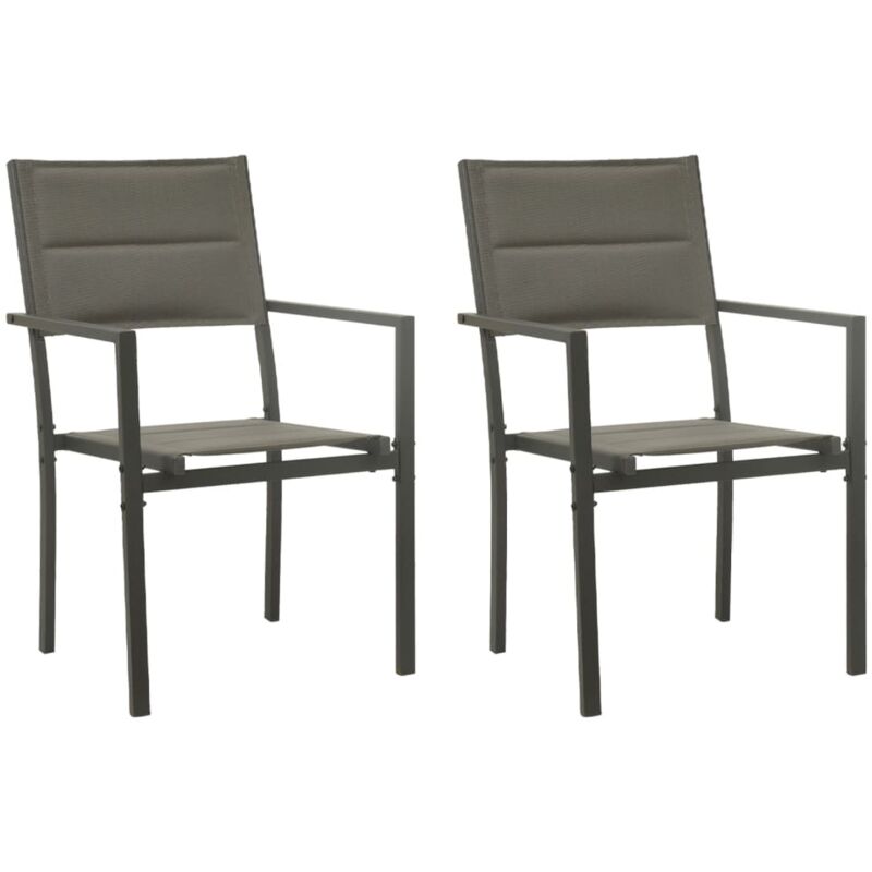 Chaises de jardin lot de 2 Textilène acier Gris et anthracite Vidaxl