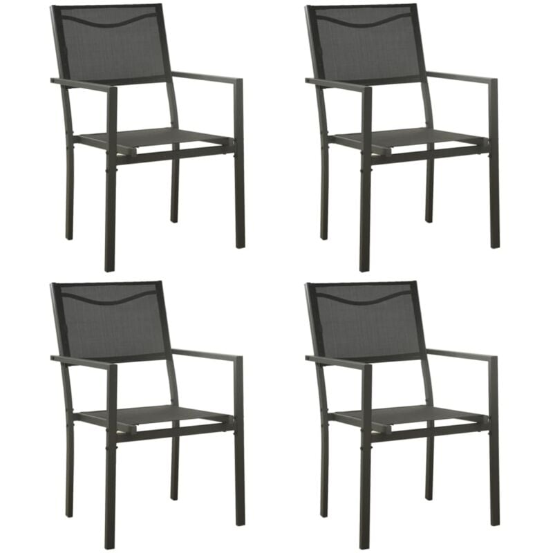 Chaises de jardin lot de 4 Textilène et acier Noir anthracite Vidaxl