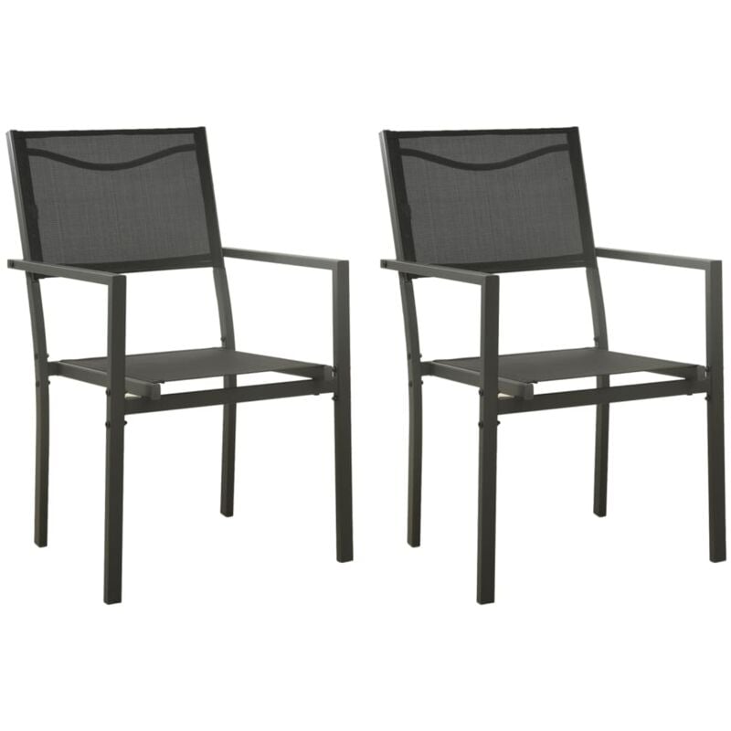 Chaises de jardin lot de 2 Textilène et acier Noir anthracite Vidaxl
