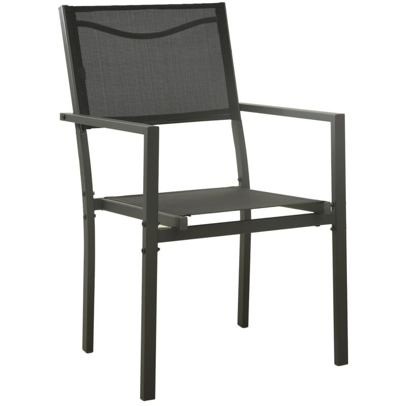 Inlife Chaises de jardin 2 pcs Textilène et acier Noir et anthracite