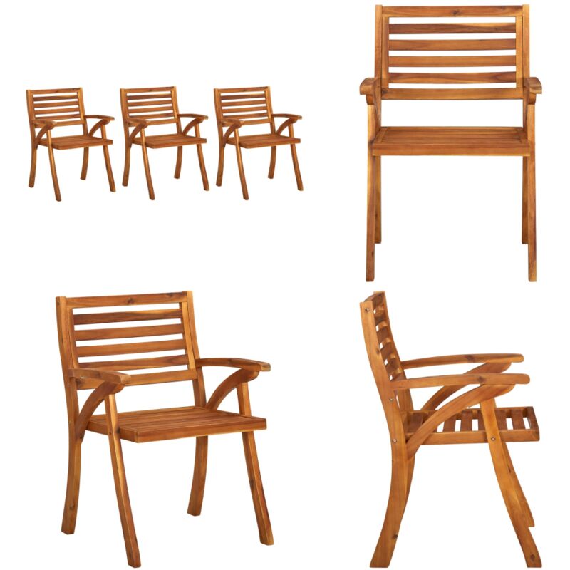 Chaises de jardin lot de 3 Bois d'acacia solide - Chaise De Jardin - Fauteuil De Jardin - Mobilier De Jardin - Acacia - Bois Massif - Home & Living