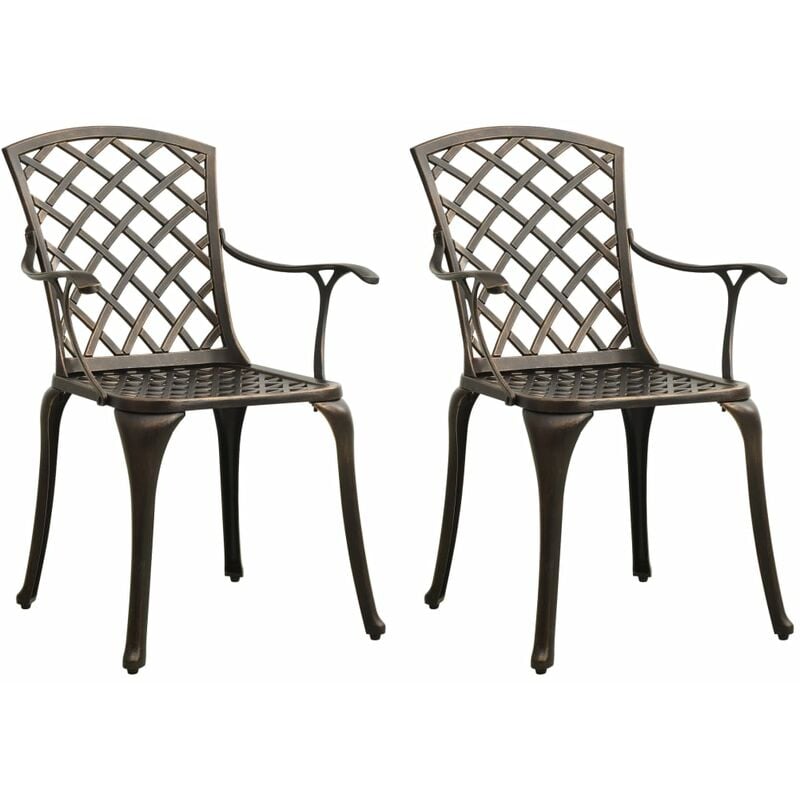 Vidaxl - Chaises de jardin 2 pcs Aluminium coulé Bronze