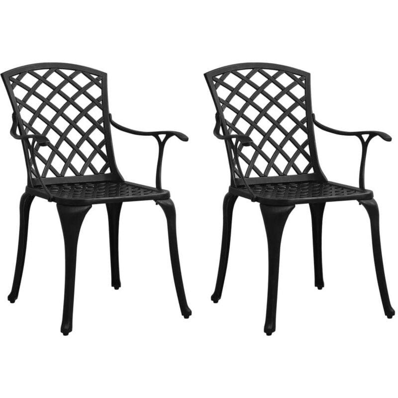 Chaises de jardin 2 pcs Aluminium coulé Noir