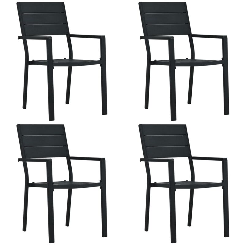 Vidaxl - Chaises de jardin 4 pcs Noir pehd Aspect de bois