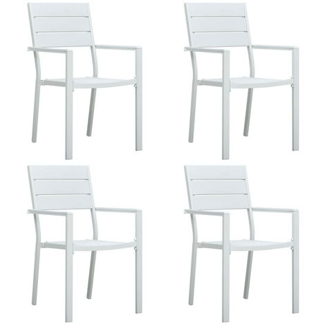 Chaises de jardin 4 pcs Blanc PEHD Aspect de bois