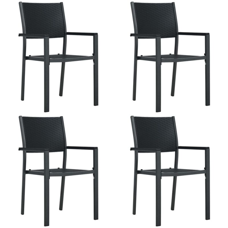 Vidaxl - Chaises de jardin lot de 4 Noir Plastique Aspect de rotin