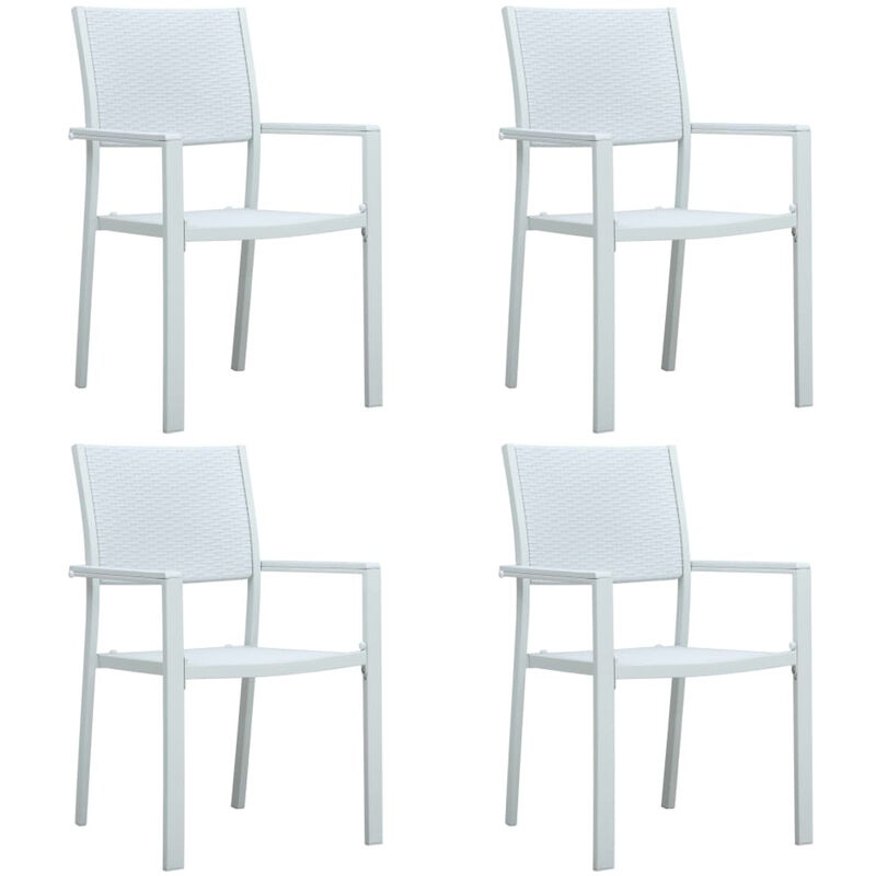 Chaises de jardin 4 pcs Blanc Plastique Aspect de rotin