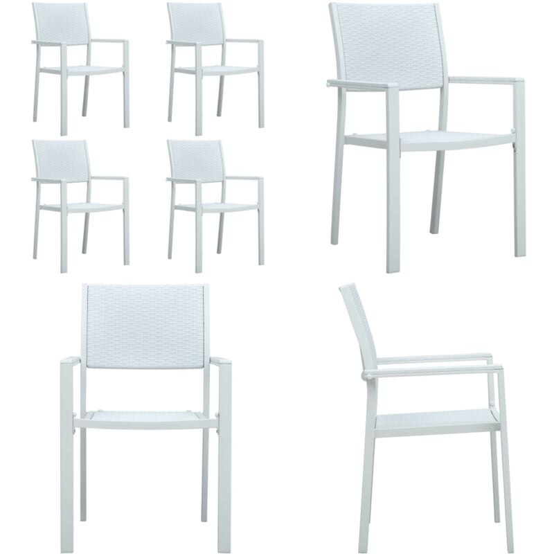 Chaises de jardin lot de 4 Blanc Plastique Aspect de rotin - Chaise De Jardin - Chaise Extérieure - Mobilier De Jardin - Set De Chaises - Rotin
