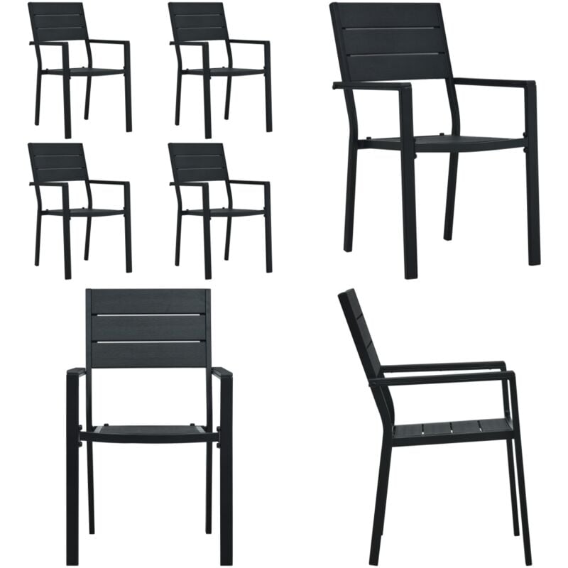 Chaises de jardin lot de 4 Noir pehd Aspect de bois - Chaise De Jardin - Chaise D'extérieur - Mobilier De Jardin - Set De Chaises - Terrasse - Home &