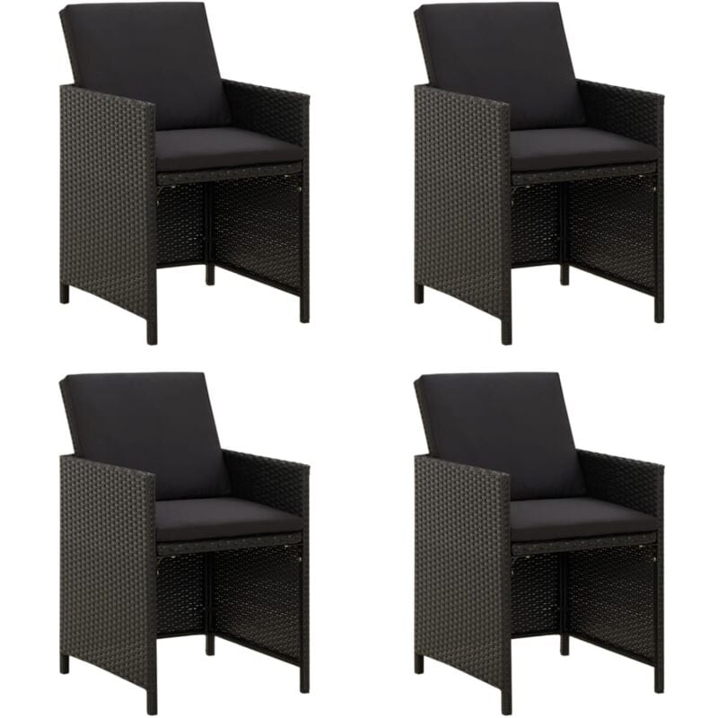 Vidaxl - Chaises de jardin avec coussins lot de 4 Résine tressée Noir